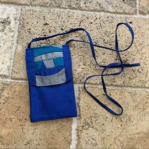 Blue Silk Red Dirt Road Crossbody Phone Bag